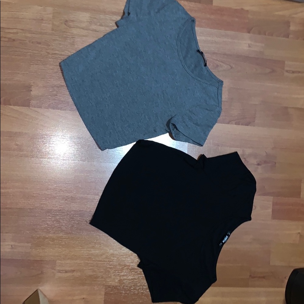GREY AND BLACK CROP TOP SET